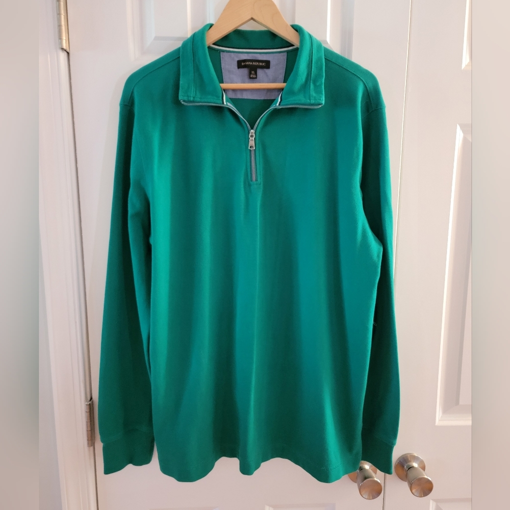 Banana Republic Green Quarter Zip Pullover Shirt XL - Picture 2 of 5
